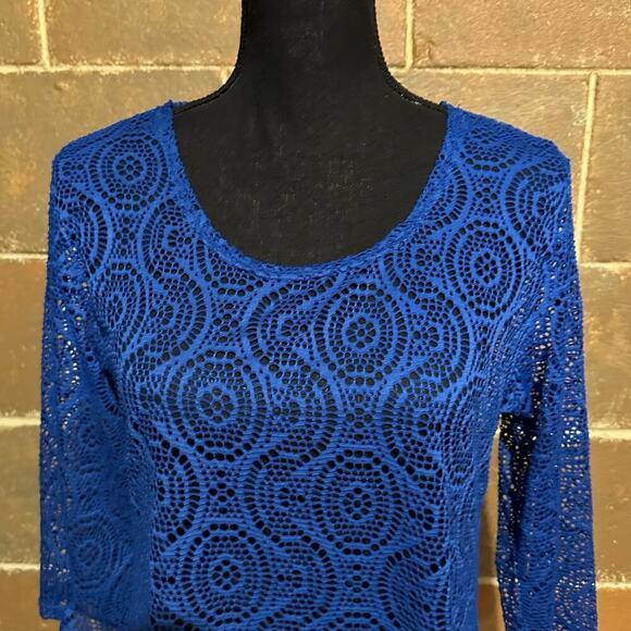 Creation Royal Blue Crochet Lightweight Sweater Top Women's S Small - Picture 3 of 8
